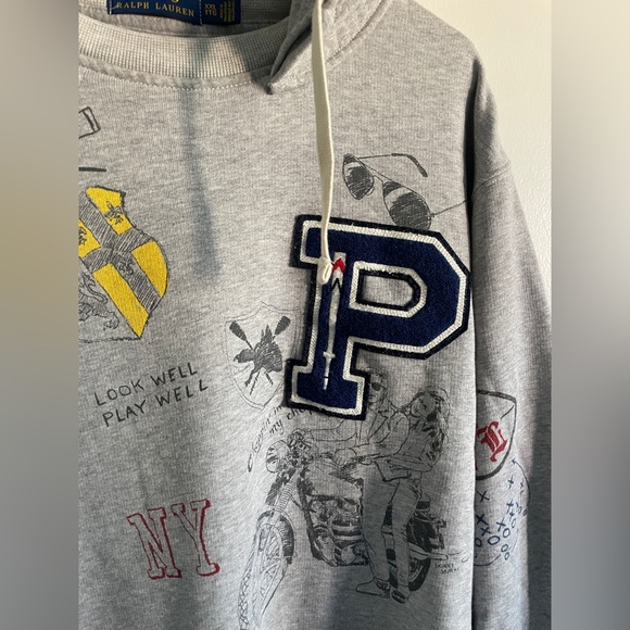 Polo Ralph Lauren 1967 XXL Grey Graffiti Scribble Uni Crewneck Pullover Hoodie - Picture 3 of 16
